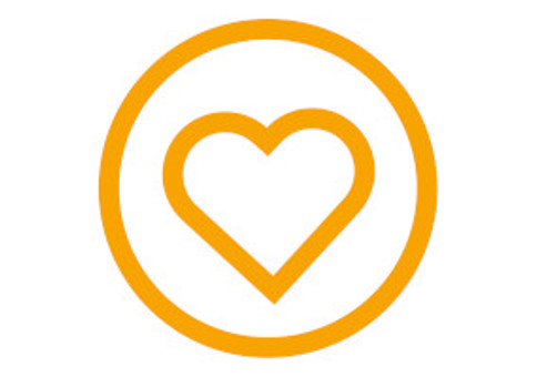 Yellow heart in yellow circle