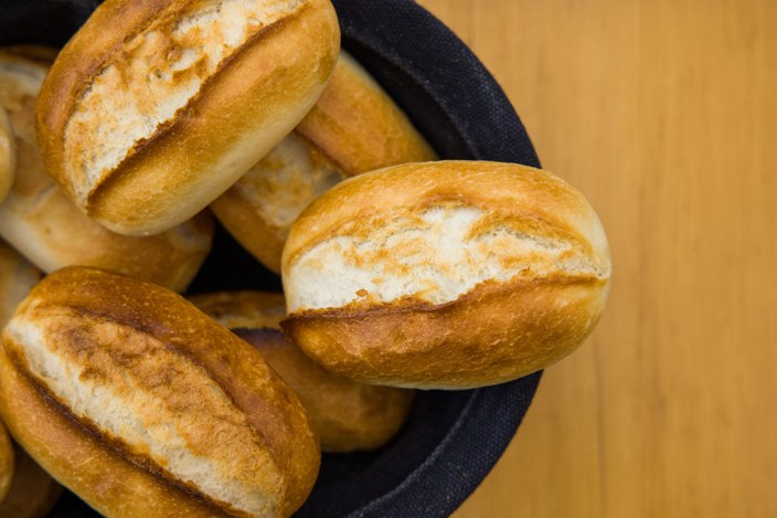Bowl of small bread rolls