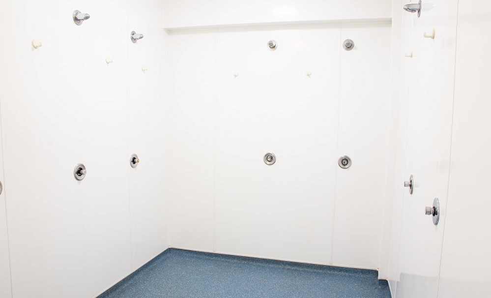 Communal showers at Dovedale Sports Centre