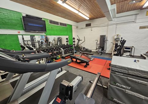 Gym at Dovedale Sports Centre with free weights and machines