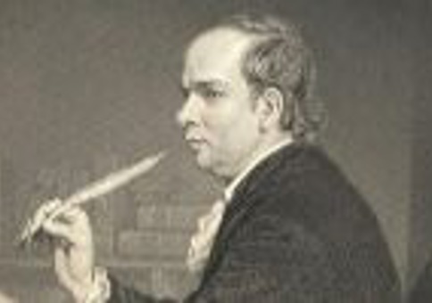 Oliver Goldsmith with quill
