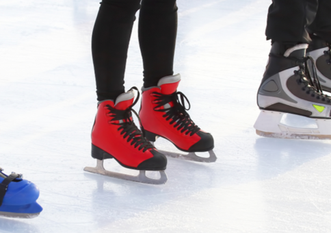 Three people wearig different types of ice skate