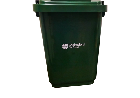 Snall green food waste bin
