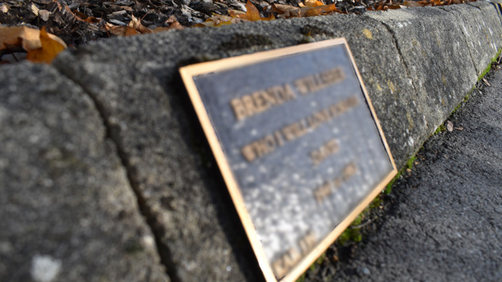 Small plaque fixed to kerbstone
